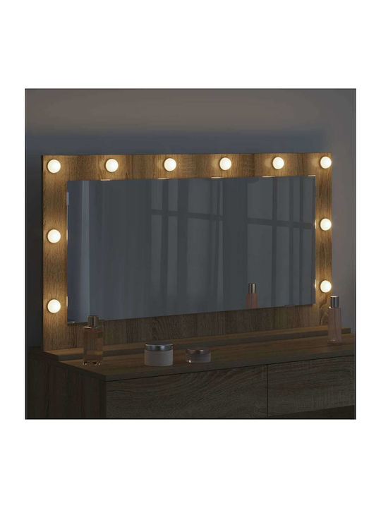 vidaXL Rechteckiger Badezimmerspiegel LED aus MDF 100x55cm Beige