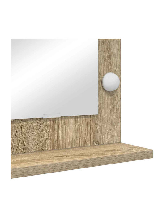 vidaXL Ορθογώνιος Καθρέπτης Μπάνιου Led με Ράφι 60x45cm Μπεζ