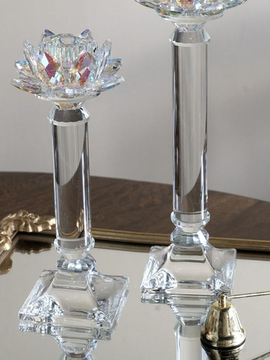 Artekko Lotus Candle Holder Glass in Transparent Color 10.8x28x10.8cm 1pcs