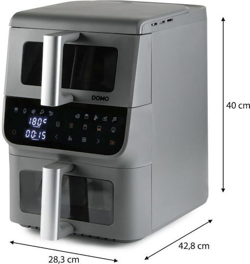 Domo Air Fryer with Double Detachable Bucket 10lt Gray DO550FR