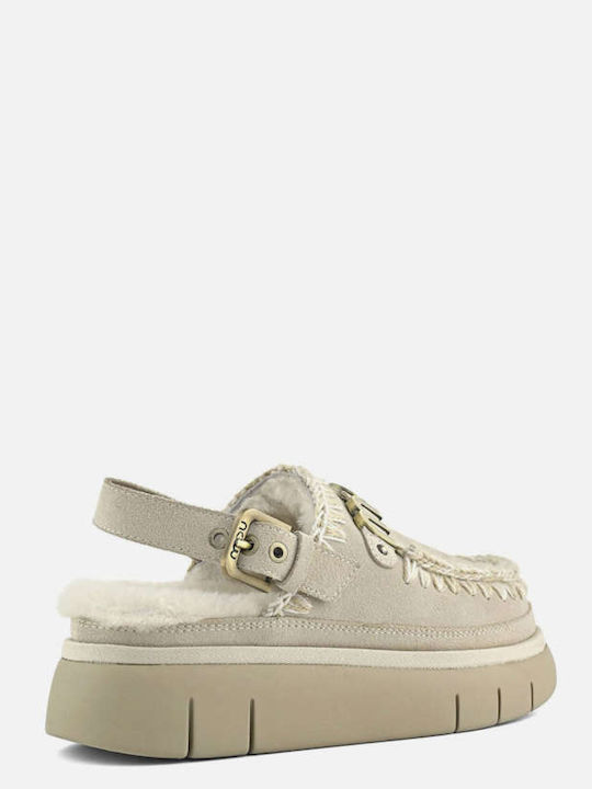 Mou Damen Clogs mit Pelz Gray