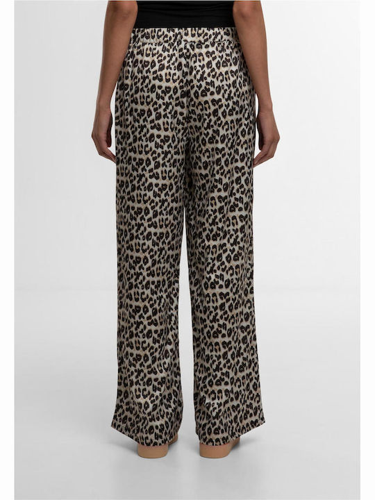 Dama Tesatura Pantaloni Leopard Maro