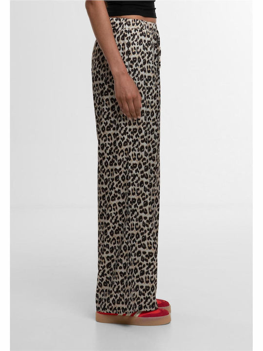 Dama Tesatura Pantaloni Leopard Maro