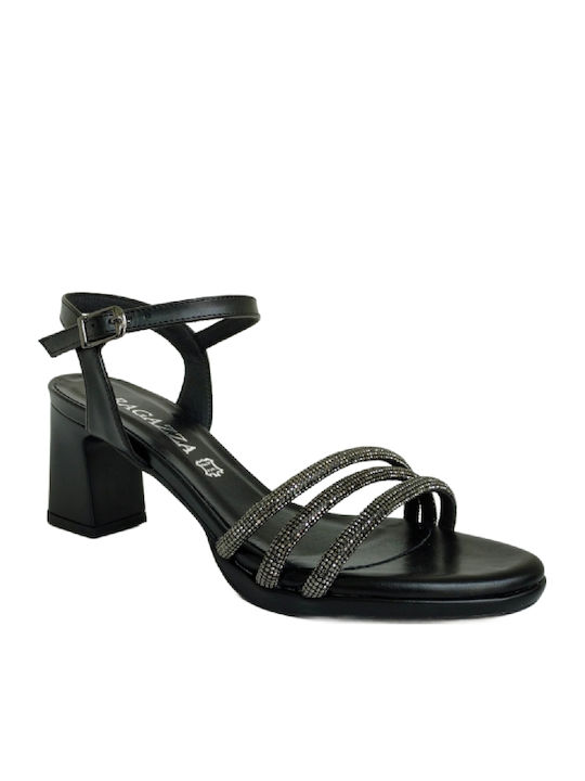 Ragazza Sandals with Straps and Rhinestones Black