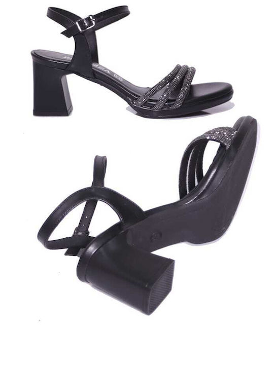 Ragazza Sandals with Straps and Rhinestones Black