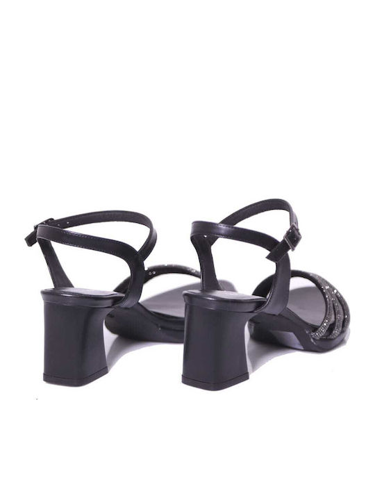 Ragazza Sandals with Straps and Rhinestones Black