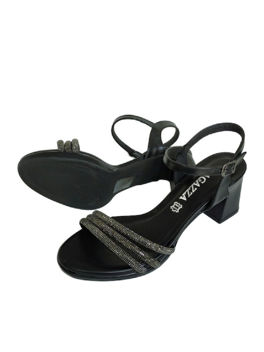 Ragazza Sandals with Straps and Rhinestones Black