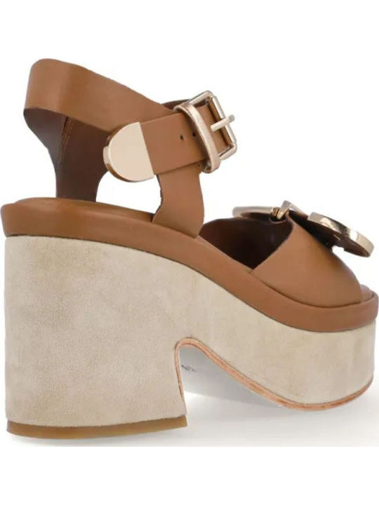 Leather Sandals Tabac Brown