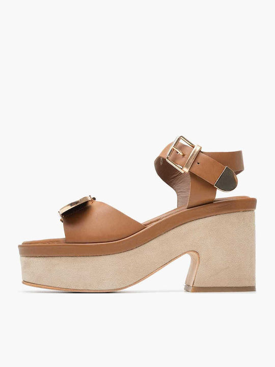 Leather Sandals Tabac Brown