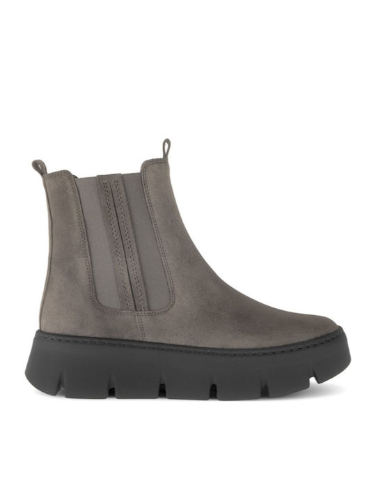 Кожени Дамски Челси Ботуши Сиви
