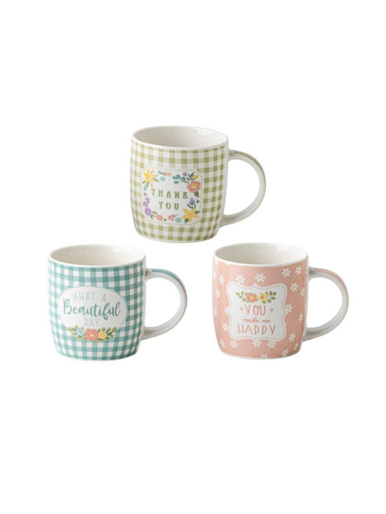 Porcelain Mug 350ml Polka Dot Striped Marva Home 574023c