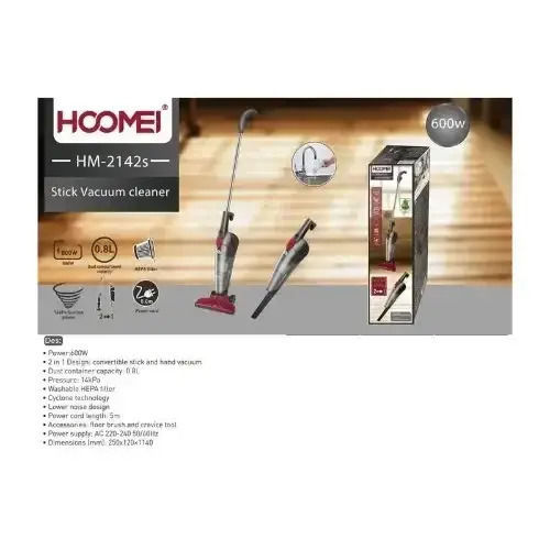 Hoomei Elektrisch 2-in-1 Staubsauger Stick & Handgerät 600W Gray