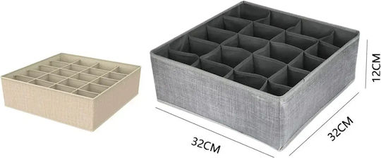 Tpster Υφασμάτινο Organizer Συρταριών για Ρούχα / Ζώνες / Κάλτσες / Εσώρουχα / Γραβάτες σε Μπεζ Χρώμα 32x32x12cm