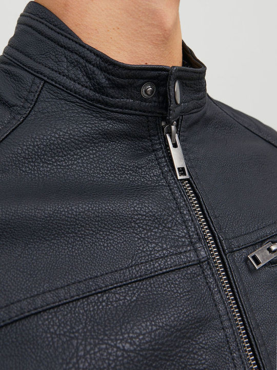 Faux Leather Jacket Biker Black / PU