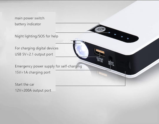 Andowl Portable Car Battery Jump Starter 10000mAh with USB / Φακό 12V