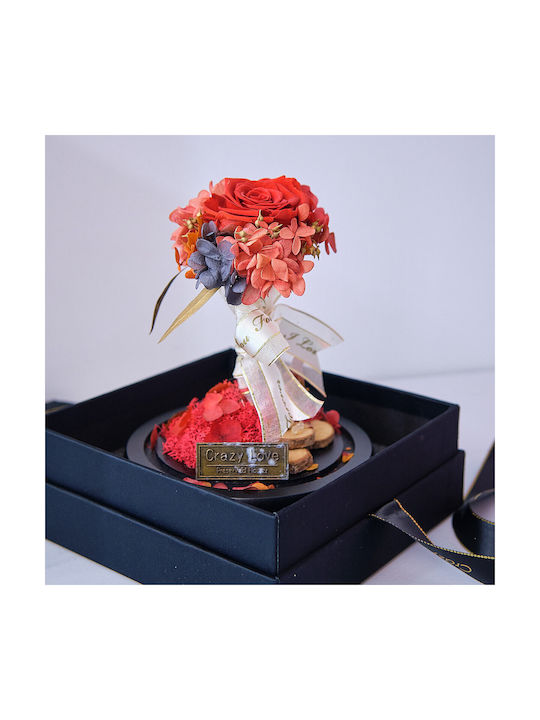 Crazy Love Arrangement Cryogenated Flowers Rose In Glass Dome Gift Box Red