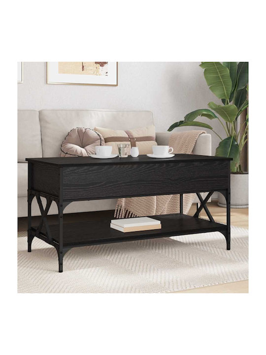 Rectangular Central Wooden Coffee Table with Lifting Mechanism Black M100xW50xH50cm