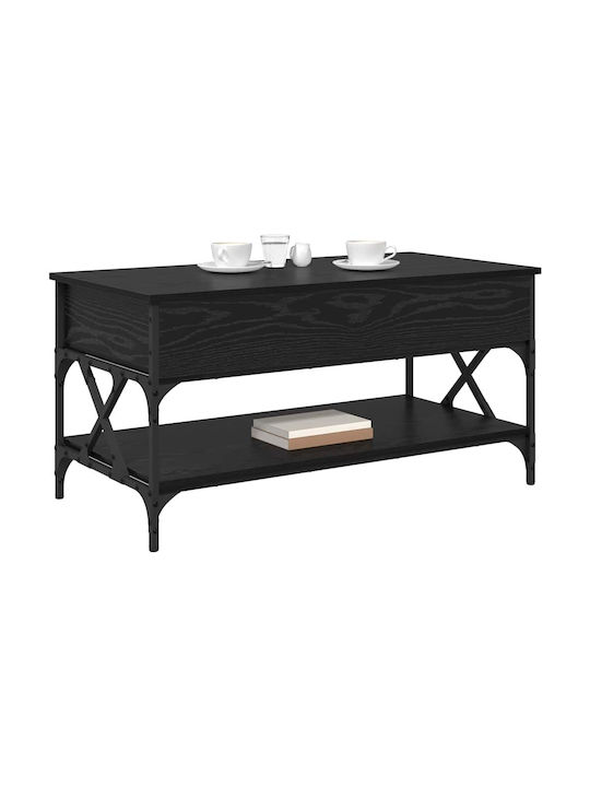 Rectangular Central Wooden Coffee Table with Lifting Mechanism Black M100xW50xH50cm