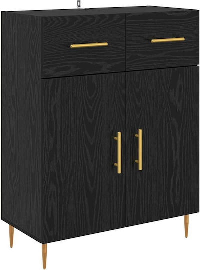 Sideboard made of Wood & Metal with Drawers Black Beech 69.5x34x90cm
