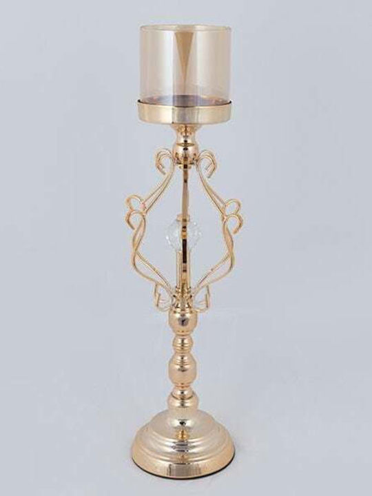 Candle Holder Metal in Gold Color 15x15x42cm 1pcs