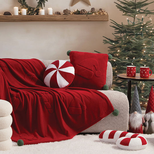 Nef-Nef Homeware Christmas Decorative Pillow Candy Whitered Candy White 35x35cm