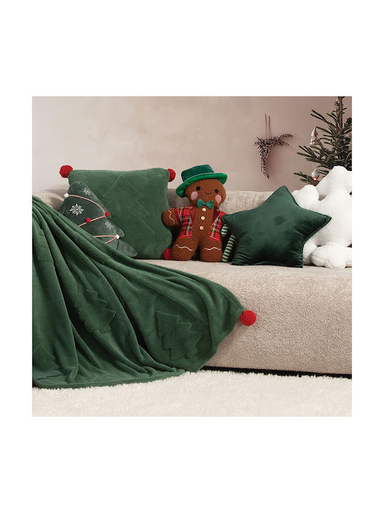 Nef-Nef Homeware Christmas Decorative Pillow Trees Square Green 45x45cm