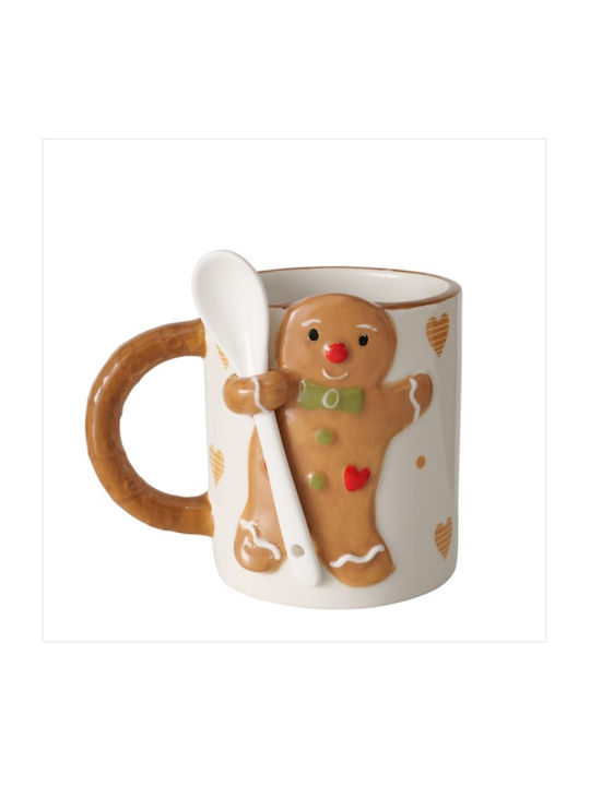 Gingerboy Χριστουγεννιάτικη Κούπα Κουταλάκι 520 Ml Λευκή