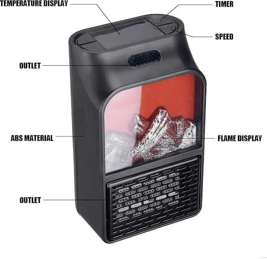 Keramik Heizlüfter Boden Schwarz 900W