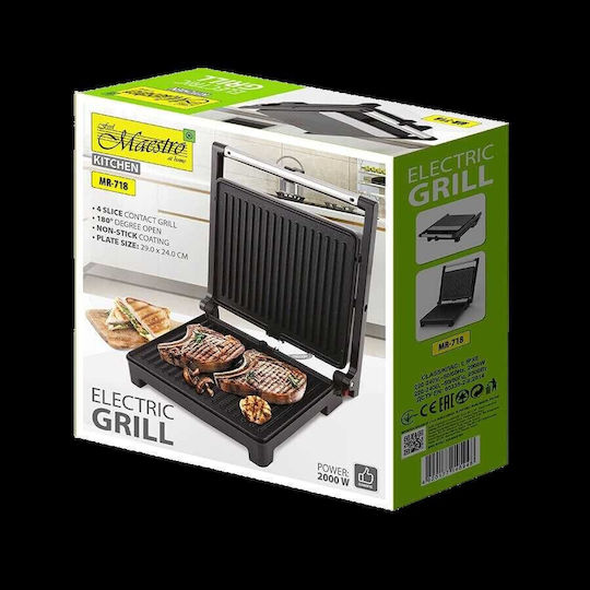 Maestro MR718 Tabletop Electric Grill Grill and Smooth Plate 1500W with Lid 35cmx25cmcm