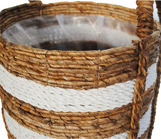 Atmosphera Natural Decorative Basket Plastic with Handles White 40x45cm