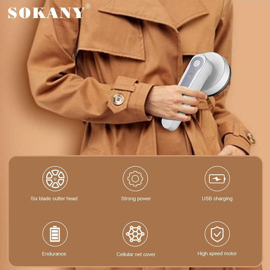 Sokany Rechargeable Fabric Shaver White