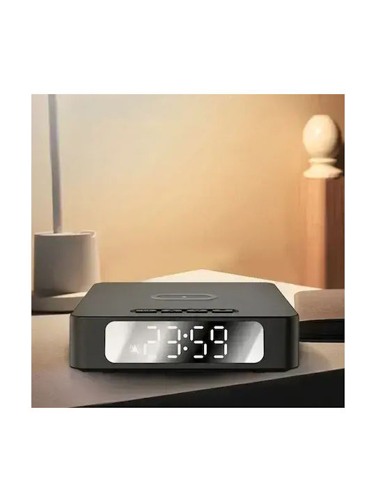 Ceas Digital de Masă cu Alarmă & Încărcare Wireless Negru AY-25