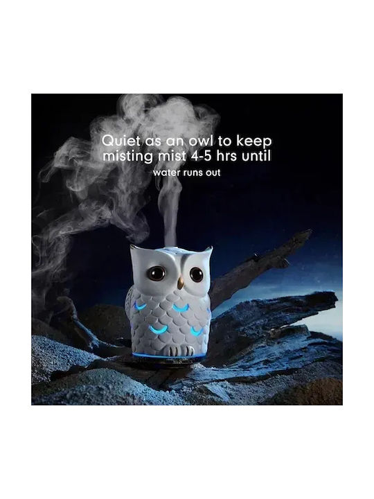 Aromatherapy Diffuser Device – 7 Color Lamp 200 Ml Owl Kp-6016 White Brown