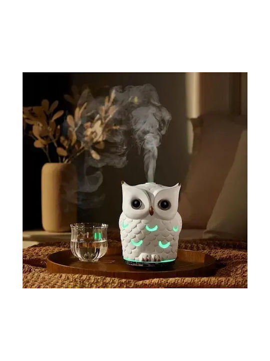 Aromatherapy Diffuser Device – 7 Color Lamp 200 Ml Owl Kp-6016 White Brown