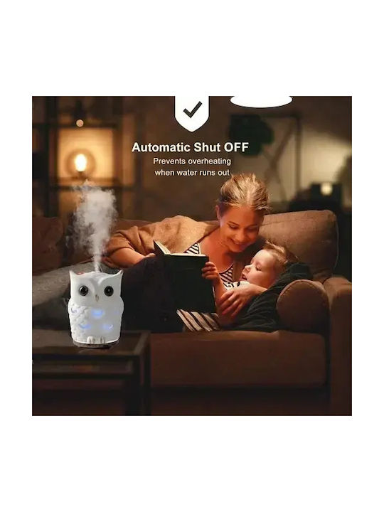 Aromatherapy Diffuser Device – 7 Color Lamp 200 Ml Owl Kp-6016 White Brown