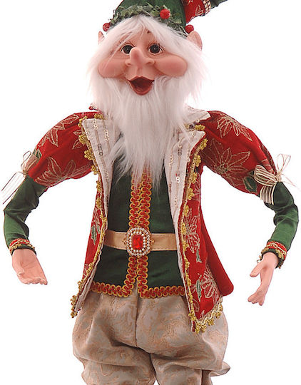 Vetur BV Christmas Velvet Elf Red Gold Green 46cm