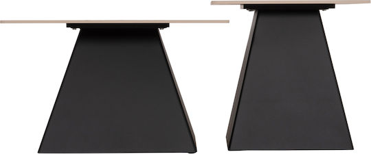 Square Central Coffee Table Sintered Glass Black 2 Pieces W70xL70xH42cm