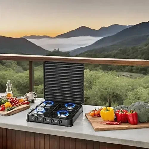 Hoomei Countertop Burner Flüssiggas with 4 Burners Schwarz