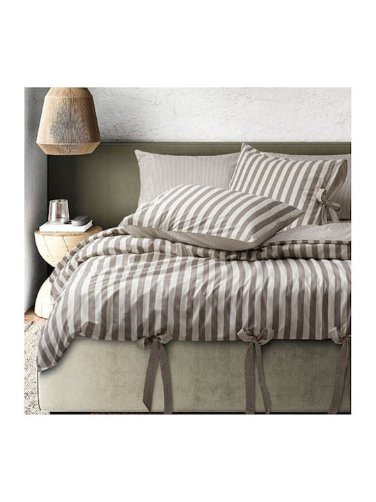 Majoli Bahar Set Husă de Pilotă Dublă cu 2 Fețe de Pernă & 1 Cearsaf 200x220 Ecru, Brown
