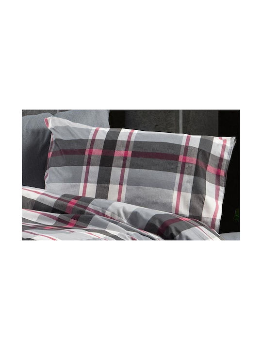 Dimcol Εκάβη Σετ Μαξιλαροθήκες με Φάσα 424 Grey-bordeaux 50x70εκ.