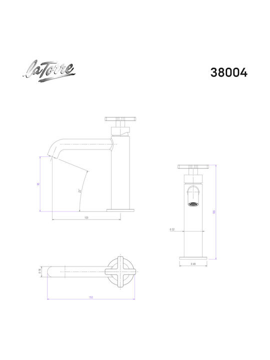 La Torre Mixing Sink Faucet Gold