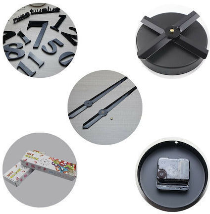Factory 3D Wanduhr Aufkleber Metallisch Silber Ø24cm