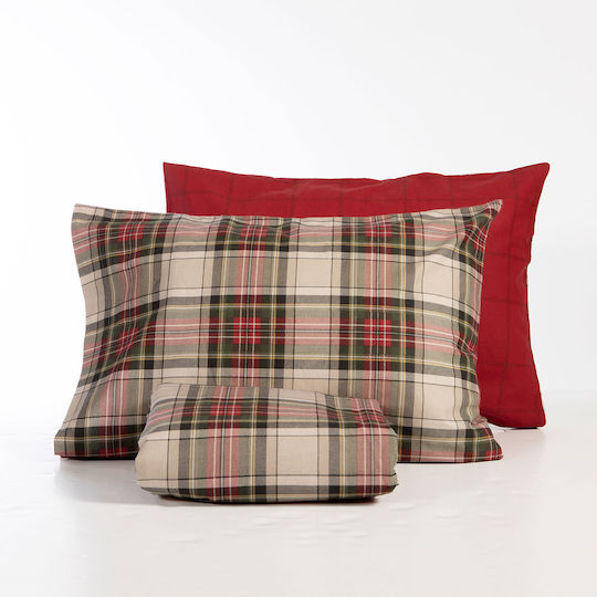 Nef-Nef Homeware Комплект Плик за Завивка Памучен Кинг Сайз с 2 Калъфки 240x230 Noel Red/grey