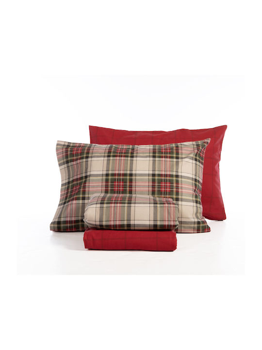 Nef-Nef Homeware Duvet Cover Set Cotton Single with Pillowcase 160x230 Noel Red/grey