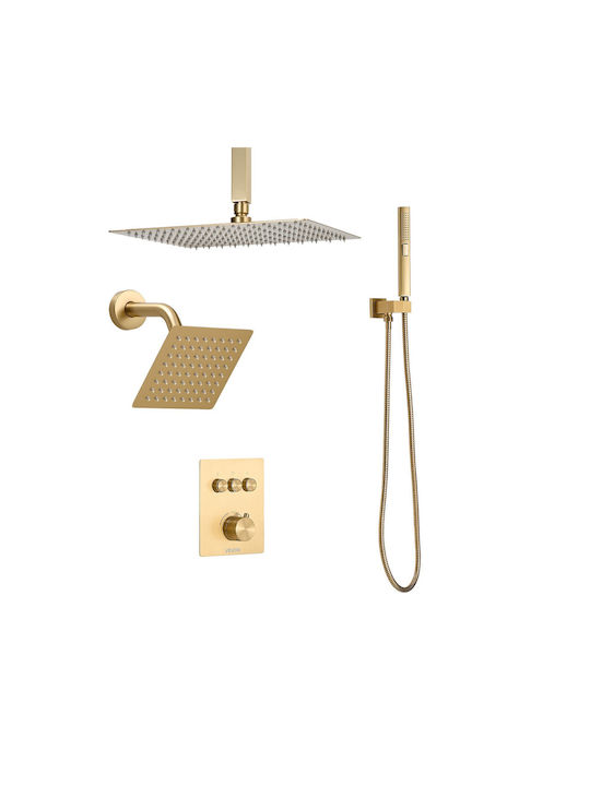 Vevor Σετ Μίκτης & Κεφαλή Ντουζ Εντοιχισμού για Ντουζιέρα Χρυσό 197988711087