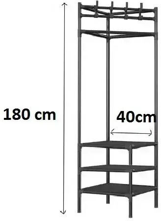 Mobilier de Intrare cu Cuier & Dulap pentru Pantofi Negru 185x40x40cm