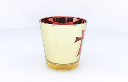 Glass Cup Vigil Oil Lamp Cross Medium 1-60643