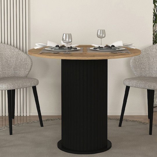 Bohema Στρογγυλό Τραπεζαρίας Μαύρο - Sepet Oak 90x90x77.7εκ.