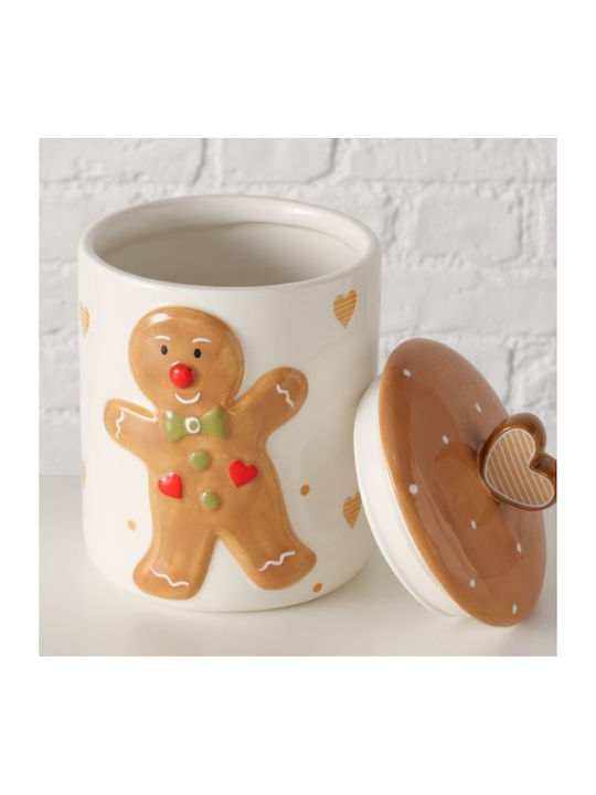 Χριστουγεννιάτικo δοχείο με καπάκι gingerbread 2000 ml λευκό (1 τμχ.) της BOLZE