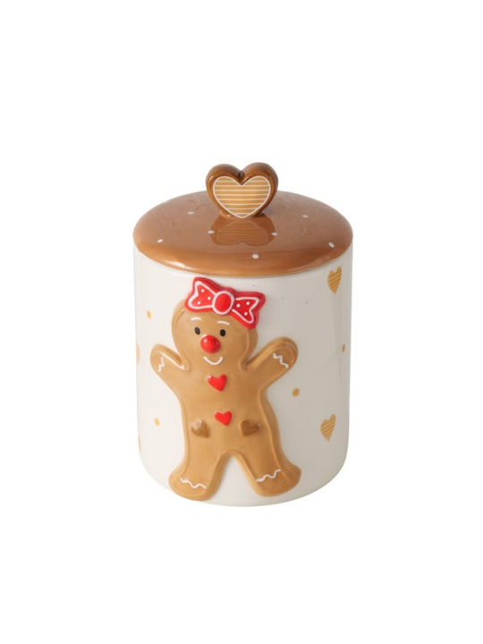Χριστουγεννιάτικo δοχείο με καπάκι gingerbread 2000 ml λευκό (1 τμχ.) της BOLZE